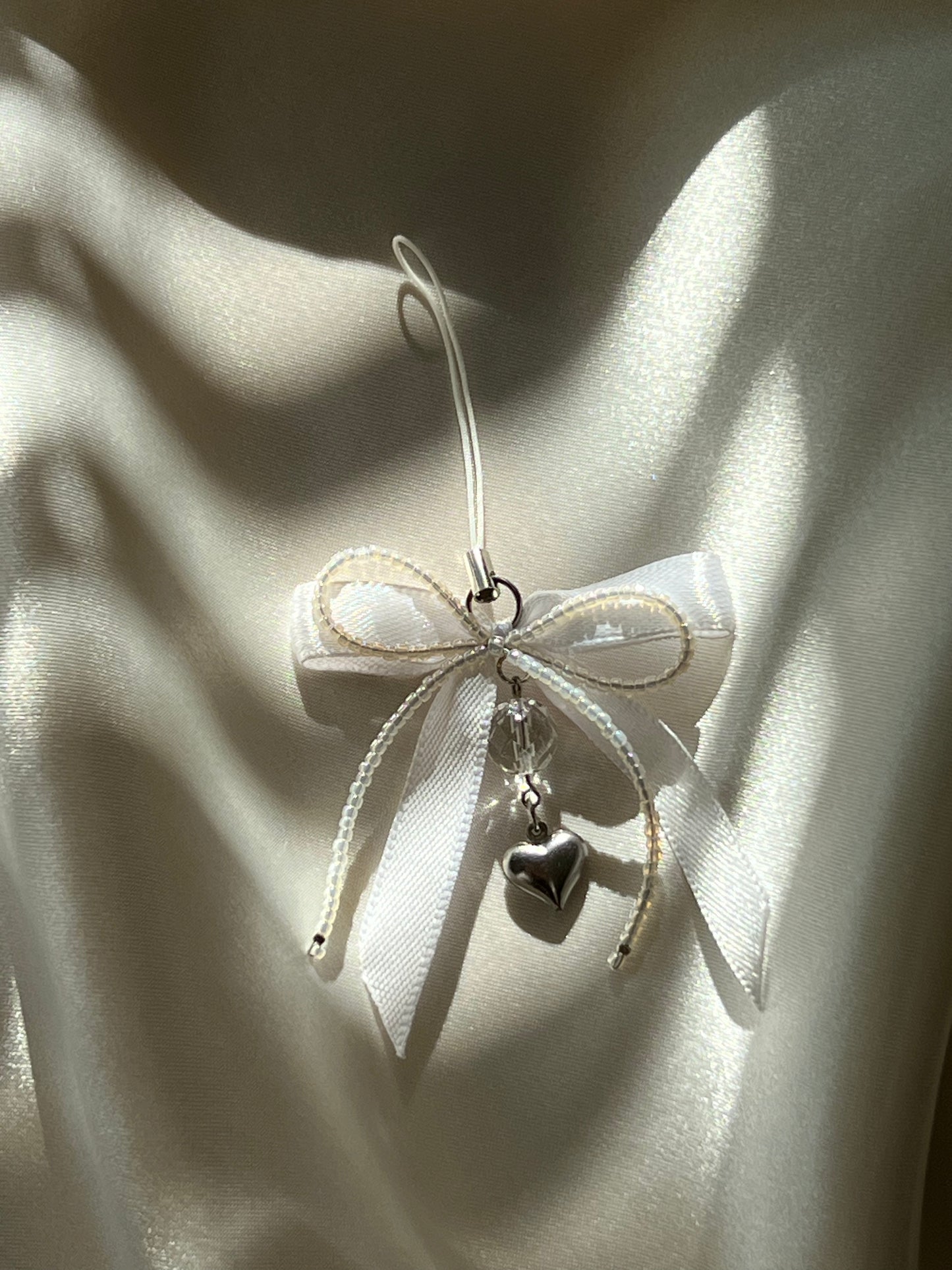 Belle Bow Phone Charm White