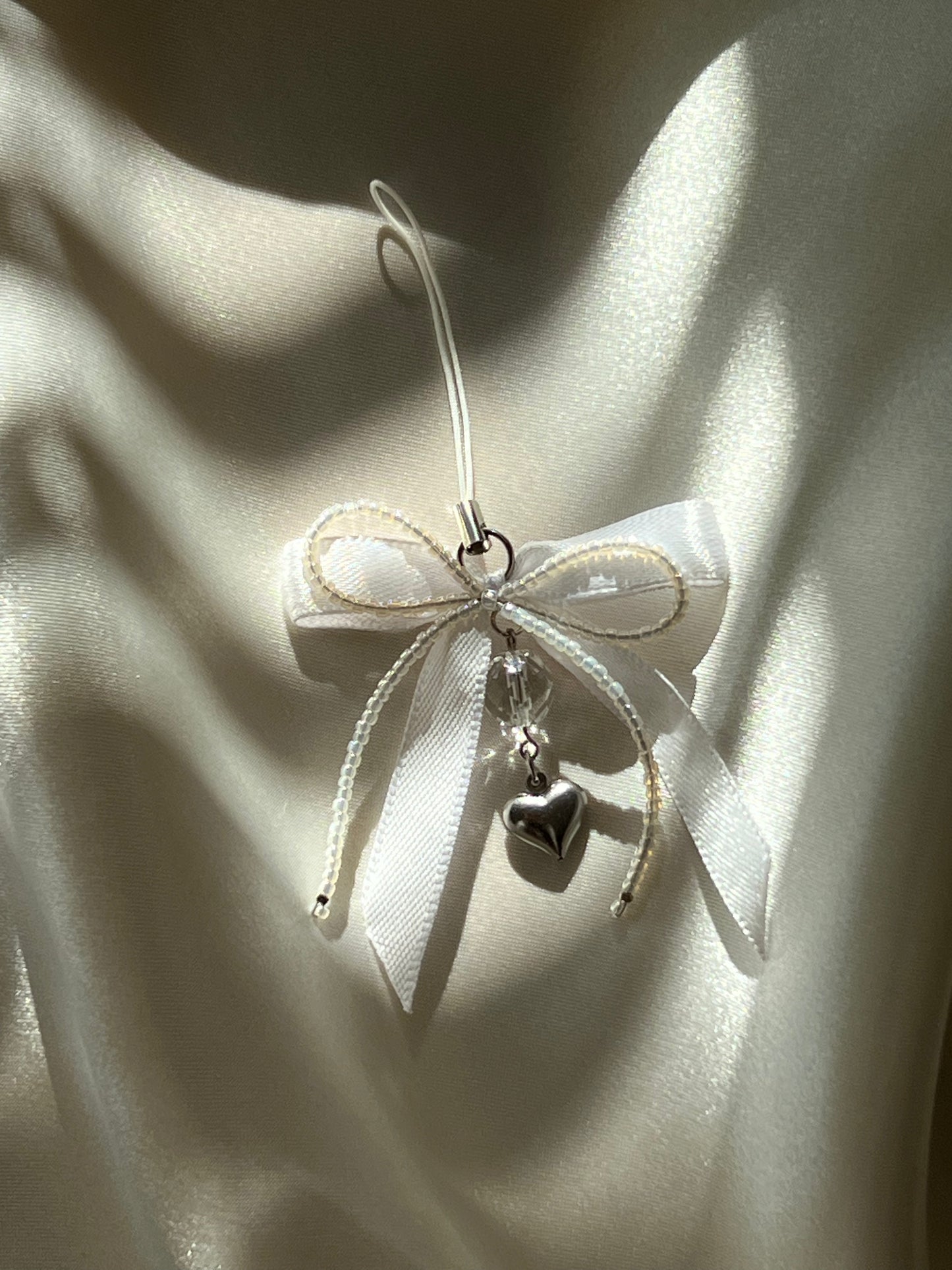 Belle Bow Phone Charm White