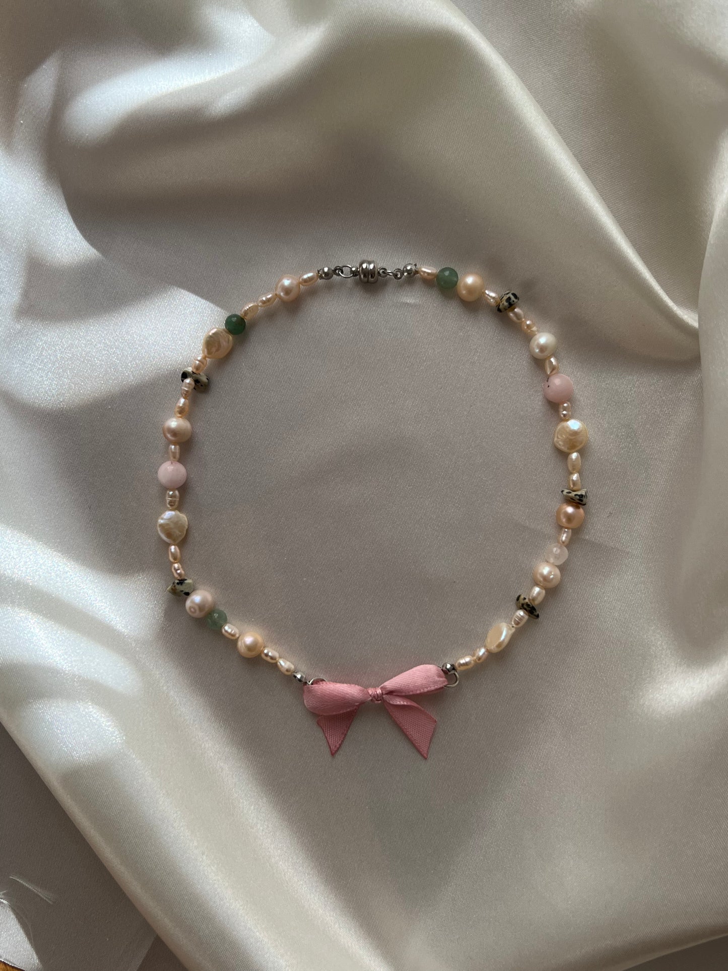 Amelia Pink Bow Necklace