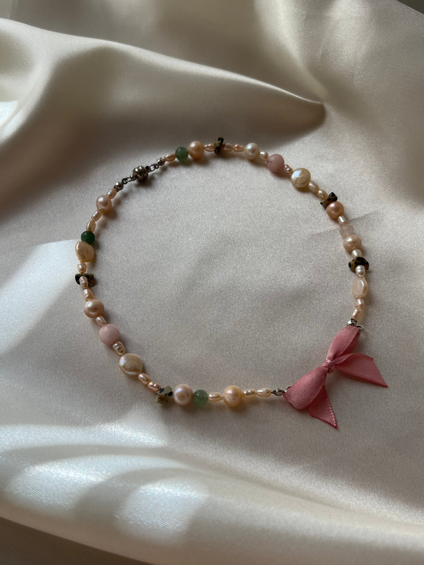 Amelia Pink Bow Necklace
