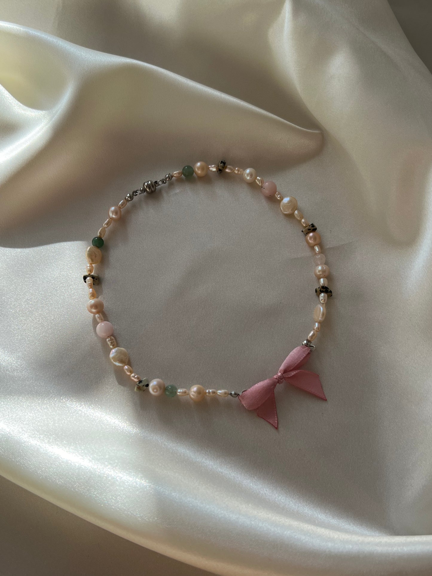 Amelia Pink Bow Necklace