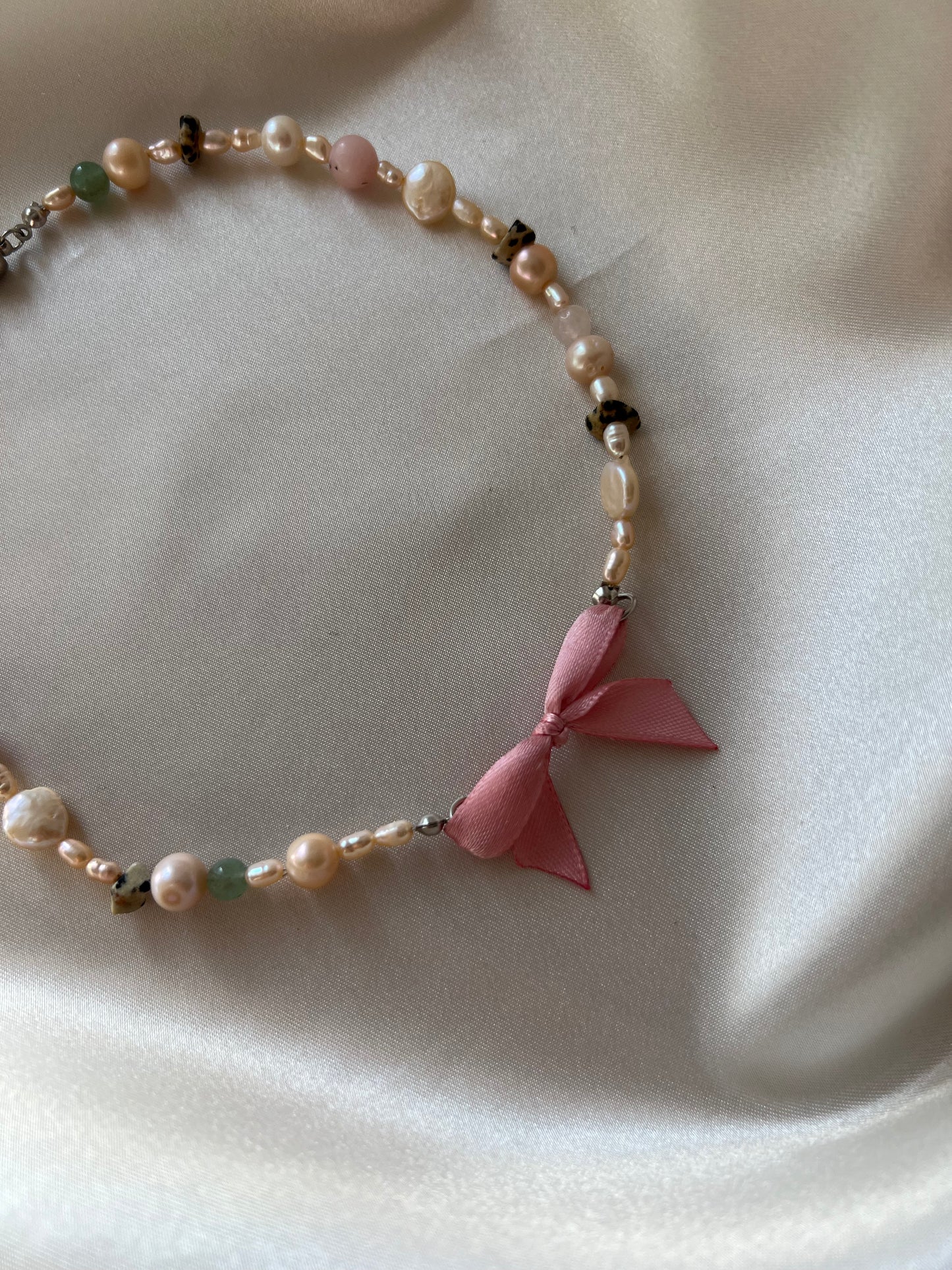 Amelia Pink Bow Necklace