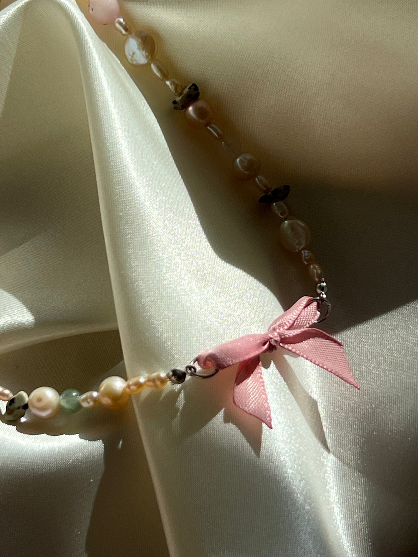 Amelia Pink Bow Necklace