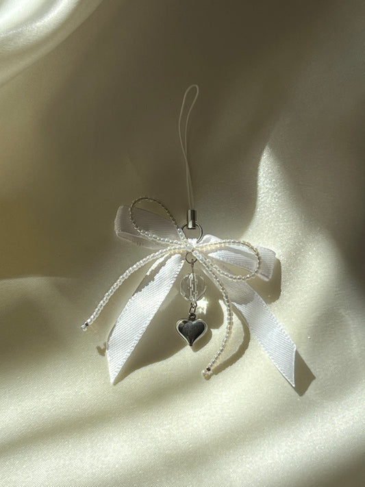 Belle Bow Phone Charm White